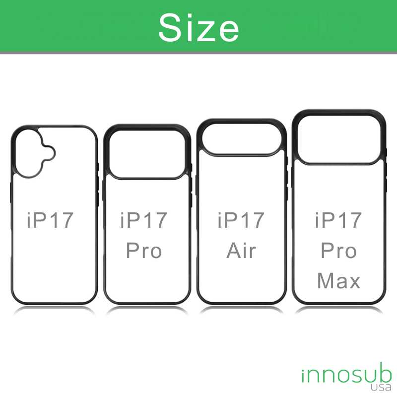 Sublimation Phone Rubber Cases for iPhone 17|16|15|14|13|12|11|Air|Plus|Pro|ProMax - Aluminum Insert