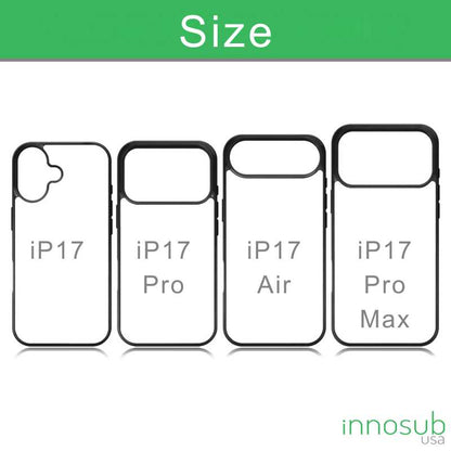 Sublimation Phone Rubber Cases for iPhone 17|16|15|14|13|12|11|Air|Plus|Pro|ProMax - Aluminum Insert