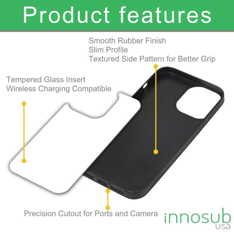 Sublimation Blanks Phone Cases for iPhone 16/15/14/13/12 Pro MAX -Tempered Glass Insert