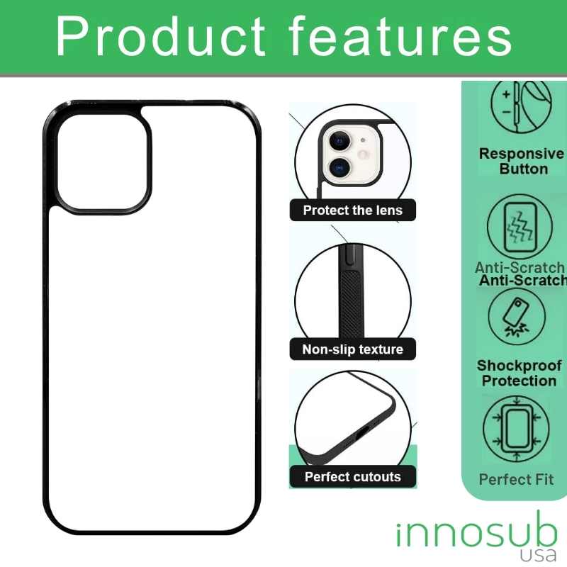 Sublimation Blanks Phone Cases for iPhone 16/15/14/13/12 Pro MAX -Tempered Glass Insert