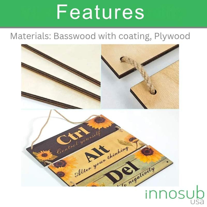 Three Piece Sublimation Blank Wall Hanging Wood Sign with Hemp Rope ...