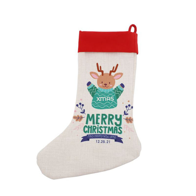 Sublimation Blank Linen Christmass Stocking with Red Side by INNOSUB USA
