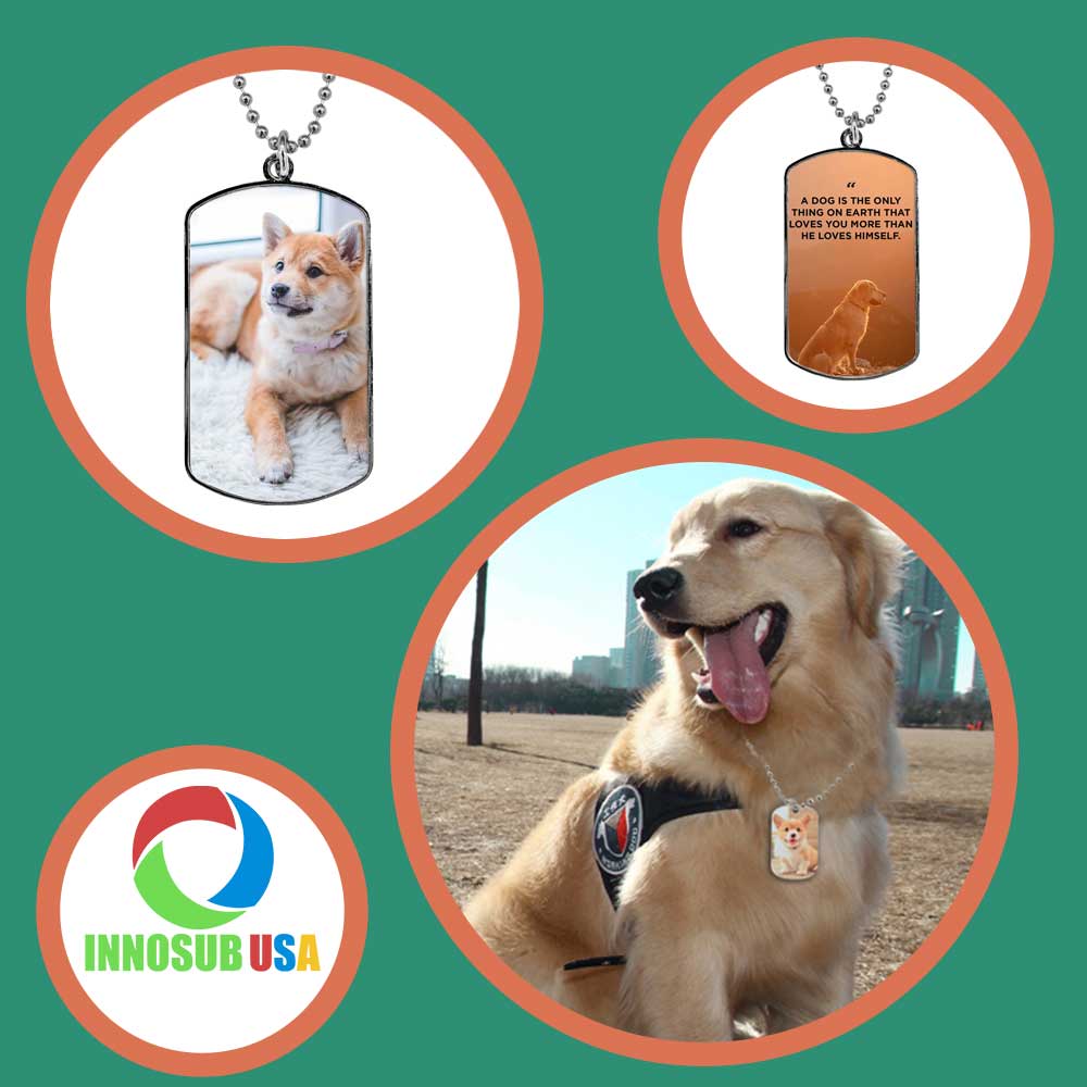 Hicarer 25 Sets Sublimation Blank Dog Tags Set Includes Aluminum  Sublimation Stamping Blank Tags and Necklace Chain 23.6 Inch Dog Tag Chain  Tags for