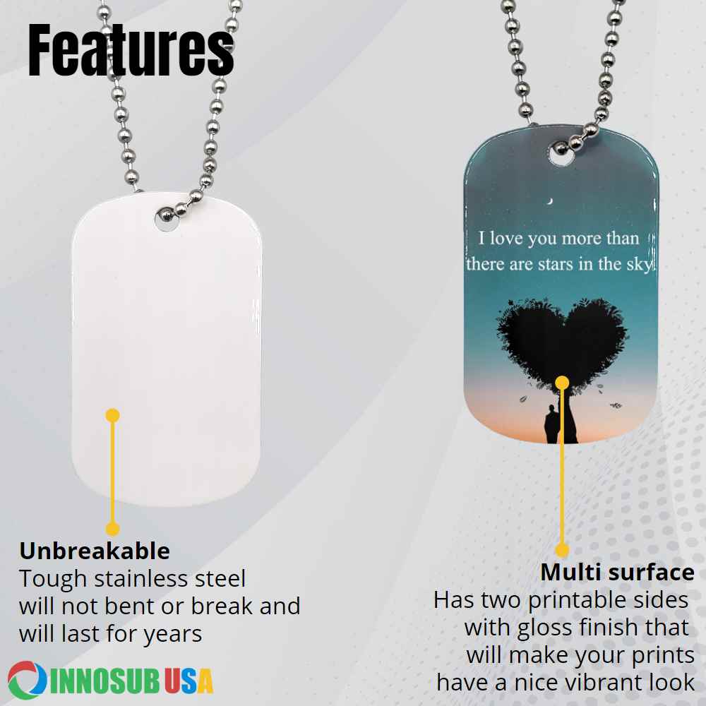 Sublimation Printing Dog Tag Necklace Blank - 2 Sided | Custom Dog Tag  Pendant | Sublimation Pet ID by INNOSUB USA