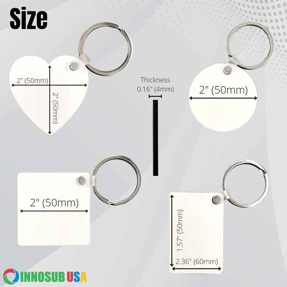 Key Chain Sizing Sublimation Printing MDF Keychain Blank - 2 Sided | by INNOSUB USA
