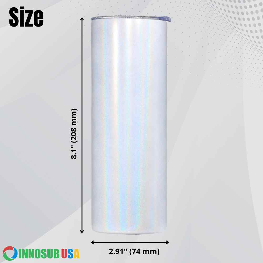 DOOCU 25 Pack Glitter Sublimation Tumblers 20 oz Skinny Straight Rainbow  Color Glitter Tumblers Sublimation Blanks Stainless Steel Vacuum Insulated