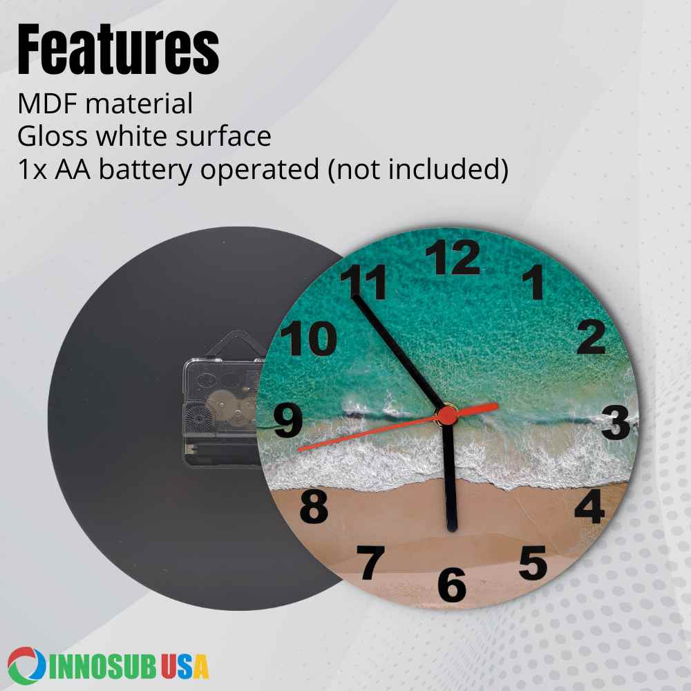 Sublimation MDF Wall Clock DIY Sublimation by INNOSUB USA-Los Angeles
